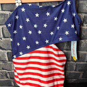 Cat & Jack Red, White & Blue Stars and Stripes One-Piece Swimsuit